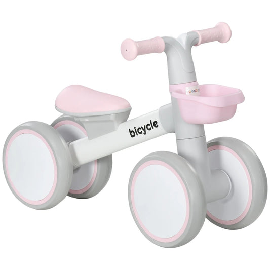 Kids Balance Bike for 1-3 Years Old with Adjustable Seat, Silent Wheels in Pink by AIYAPLAY-0