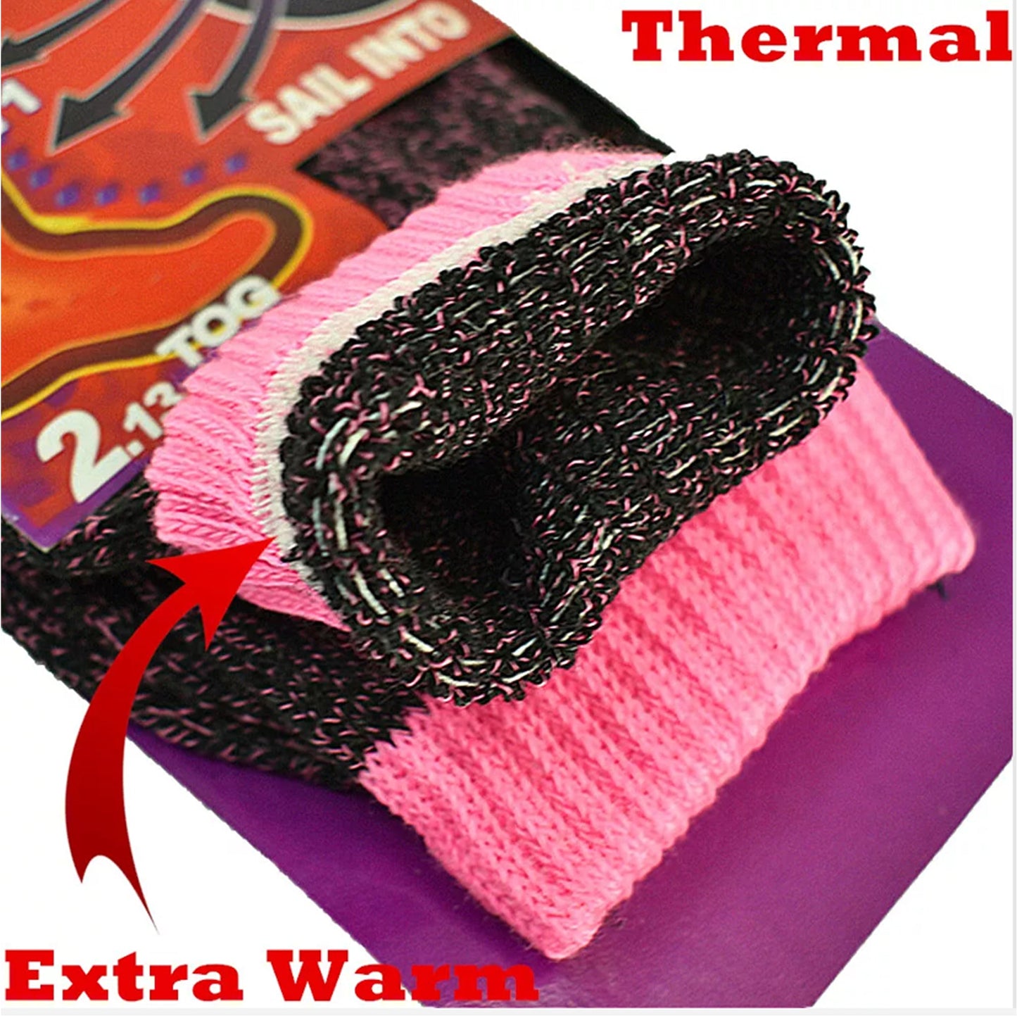 Ladies Winter Warm 2.13 Tog Heated Thermal Socks - Pack of 6-2