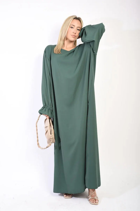 Abaya Maxi Dress with Elastic Sleeve - Memoriex 