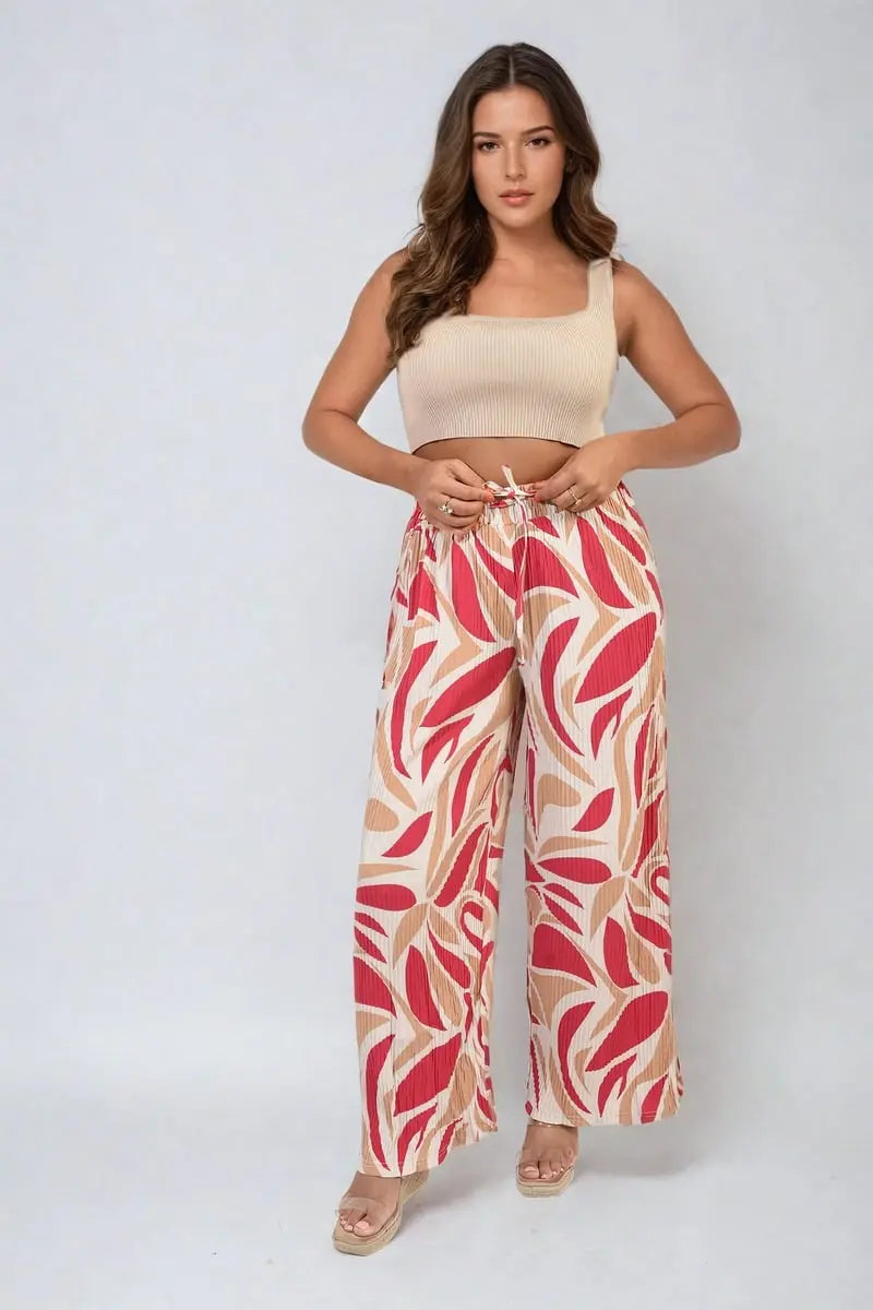 Abstract Pattern Wide Leg Trousers-0