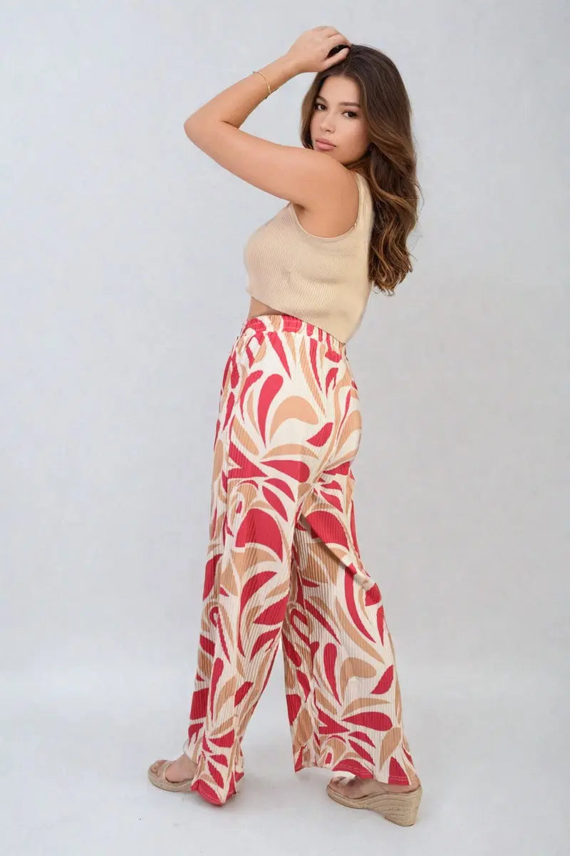 Abstract Pattern Wide Leg Trousers-1