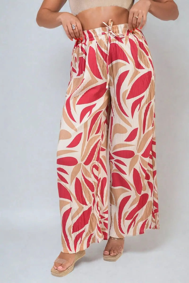 Abstract Pattern Wide Leg Trousers-3