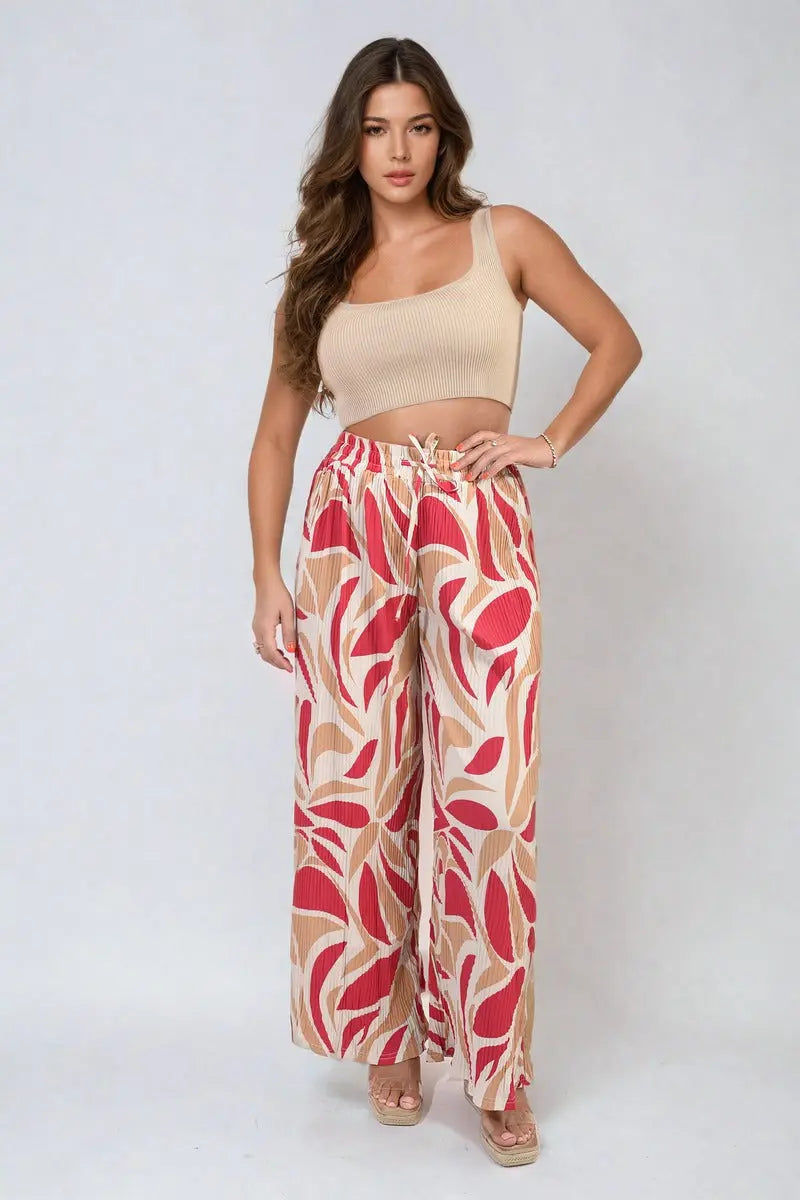 Abstract Pattern Wide Leg Trousers-5