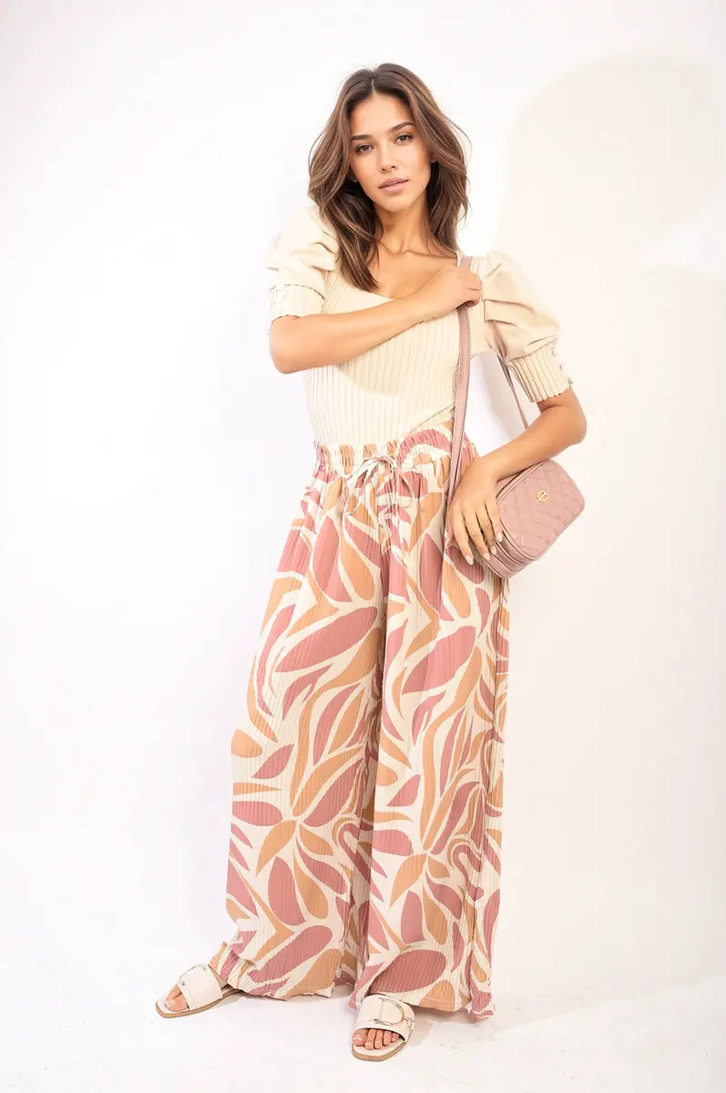 Abstract Pattern Wide Leg Trousers-7