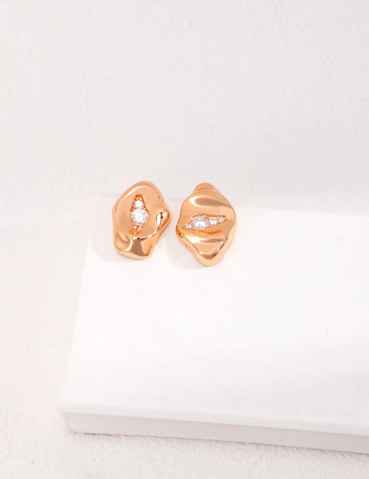 Abstract Sculpture Style Zircon Earrings - Memoriex