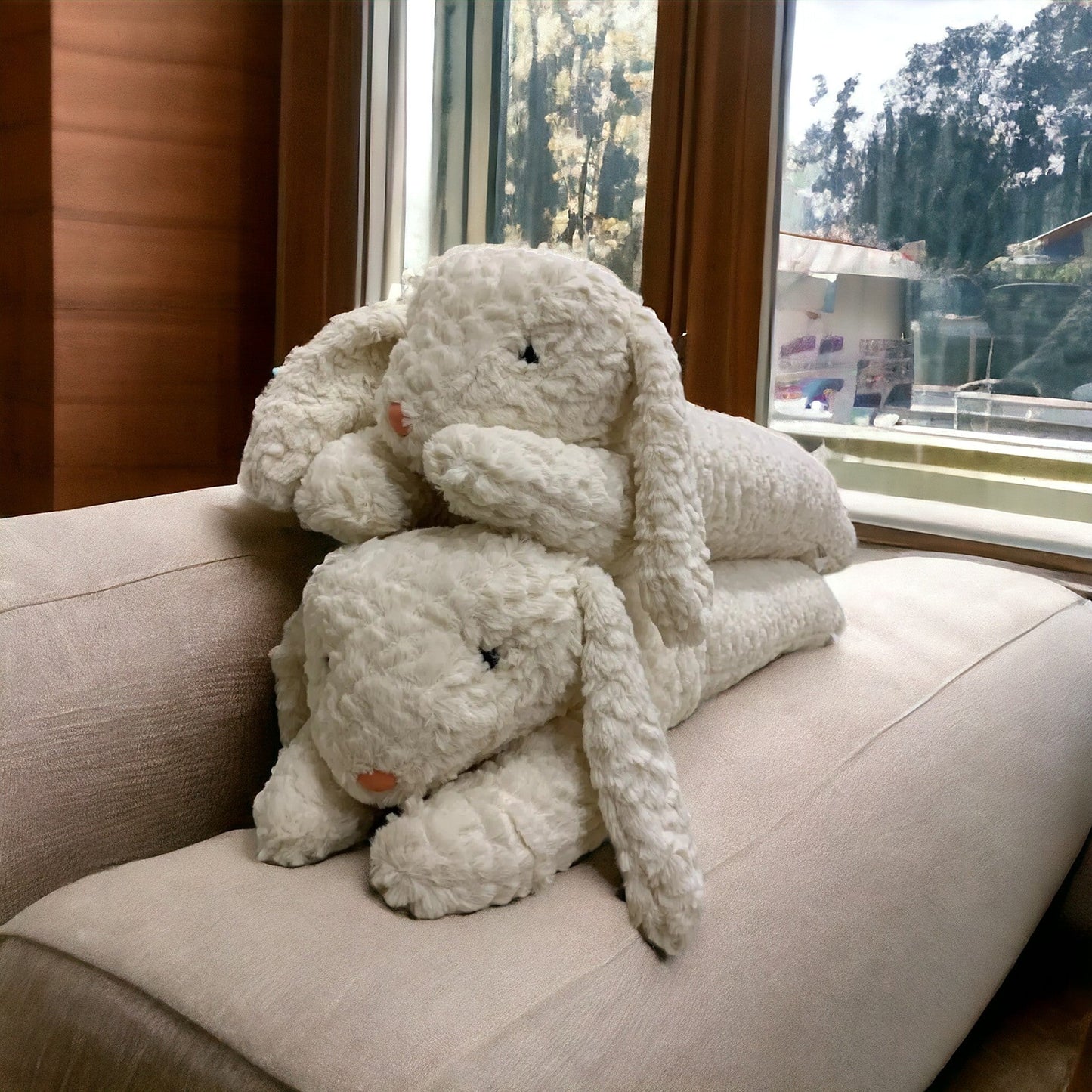 Bunny and Bear Long Sleeping Pillow-4