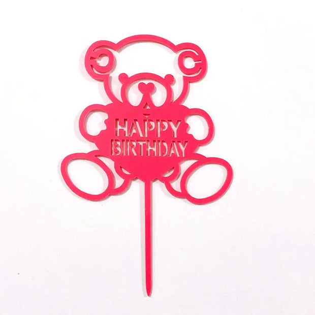 Acrylic Card Insert Happy Birthday Cake Decorating Insert Double Mirror Card Baking Holiday Flag - Memoriex 