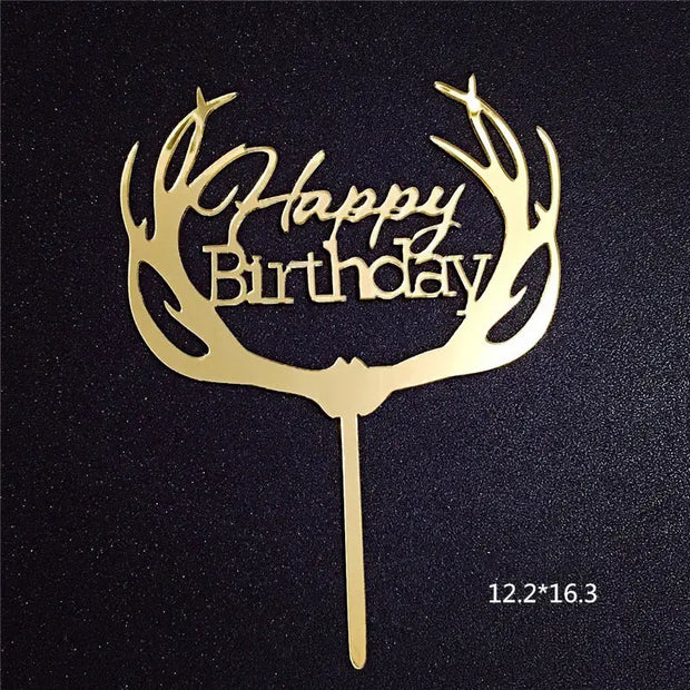 Acrylic Card Insert Happy Birthday Cake Decorating Insert Double Mirror Card Baking Holiday Flag - Memoriex 