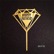 Acrylic Card Insert Happy Birthday Cake Decorating Insert Double Mirror Card Baking Holiday Flag - Memoriex 