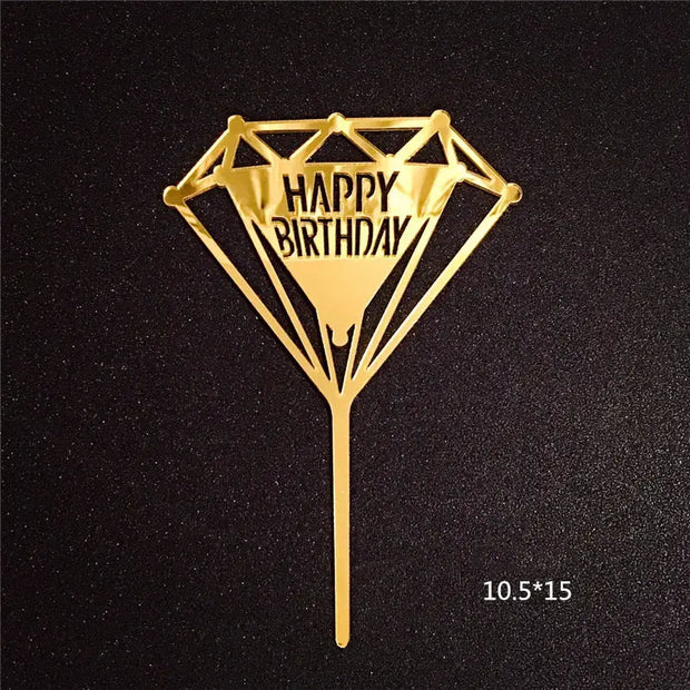 Acrylic Card Insert Happy Birthday Cake Decorating Insert Double Mirror Card Baking Holiday Flag - Memoriex 