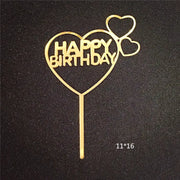 Acrylic Card Insert Happy Birthday Cake Decorating Insert Double Mirror Card Baking Holiday Flag - Memoriex 