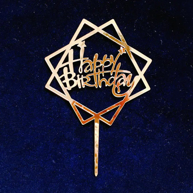 Acrylic Card Insert Happy Birthday Cake Decorating Insert Double Mirror Card Baking Holiday Flag - Memoriex 