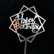 Acrylic Card Insert Happy Birthday Cake Decorating Insert Double Mirror Card Baking Holiday Flag - Memoriex 