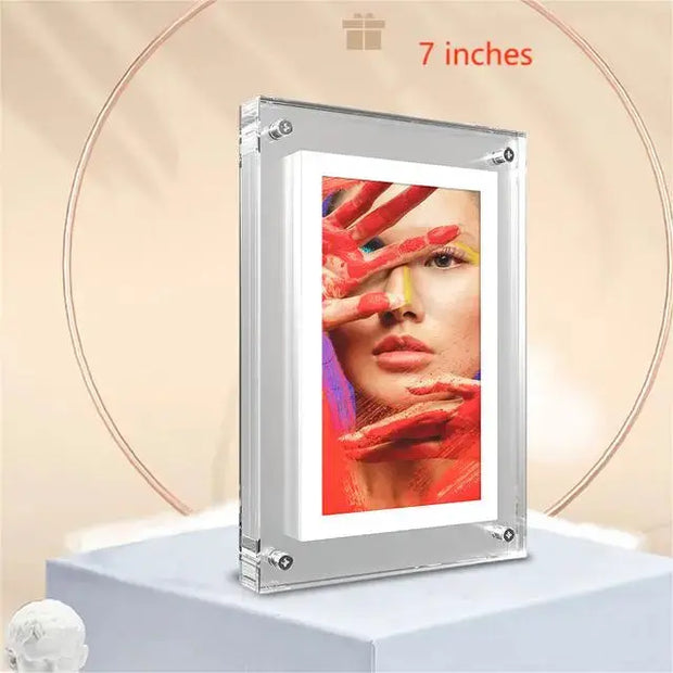 Acrylic Digital Photo Frame 5/7 Inch 1000mAh Vertical Display IPS Screen 2G Memory Battery Porta Retrato Digital - Memoriex 