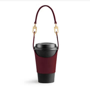 Adjustable PU leather hand cup holder Portable milk tea cup heat insulation hand bag European style cup holder - Memoriex 