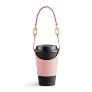 Adjustable PU leather hand cup holder Portable milk tea cup heat insulation hand bag European style cup holder - Memoriex 