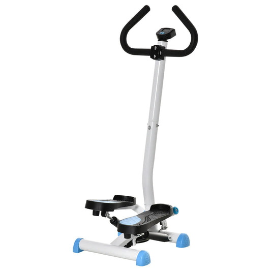 Adjustable Stepper Aerobic Ab Exercise Fitness Workout Machine with LCD Screen & Handlebars, Blue-0