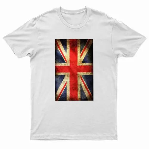 Adults Printed British Flag Union Jack Grunge T-Shirt-3