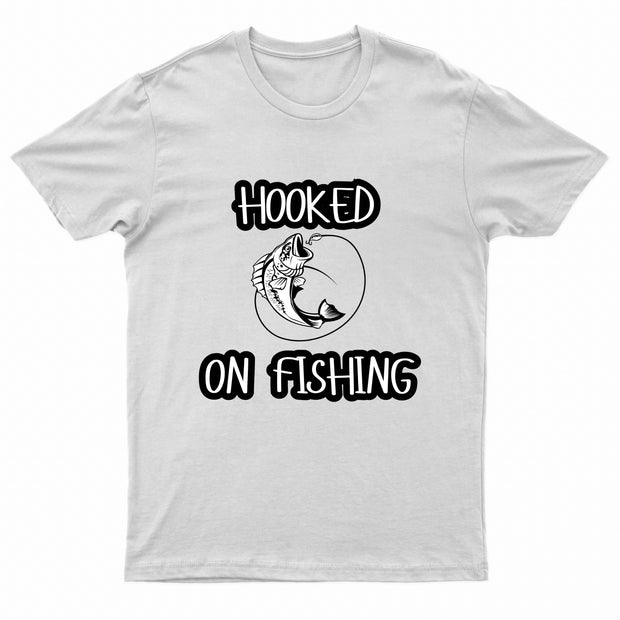 Adults Unisex Hooked on Fishing Printed T-Shirts-0