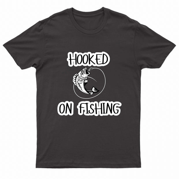 Adults Unisex Hooked on Fishing Printed T-Shirts-1