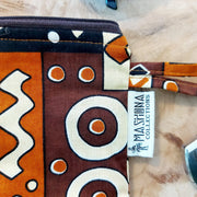 African Print Zipper Pouch | Make-up Bag | Pencil Case | Vegan Leather Detail-1