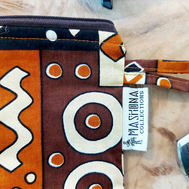African Print Zipper Pouch | Make-up Bag | Pencil Case | Vegan Leather Detail-1