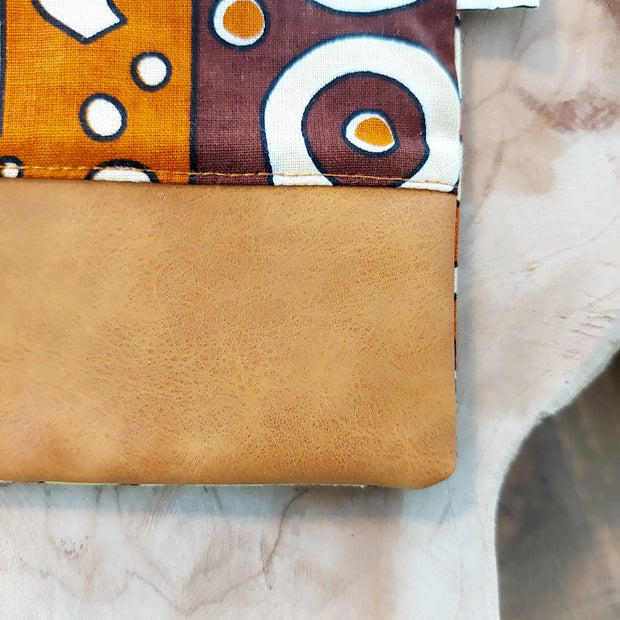 African Print Zipper Pouch | Make-up Bag | Pencil Case | Vegan Leather Detail-2