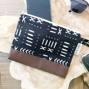 African Print Zipper Pouch | Make-up Bag | Pencil Case | Vegan Leather Detail-4