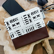 African Print Zipper Pouch | Make-up Bag | Pencil Case | Vegan Leather Detail-7