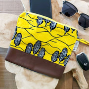 African Print Zipper Pouch | Make-up Bag | Pencil Case | Vegan Leather Detail-8
