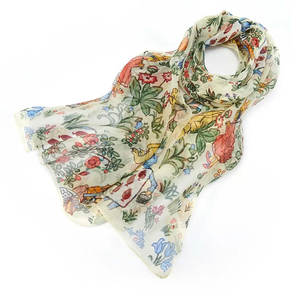 Alice In Wonderland - 100% Pure Silk Scarf-0