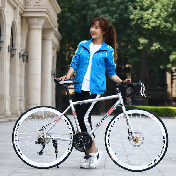 Aluminum Alloy Road Bike 21 Speed Bend Put Double Disc Brake - Memoriex 
