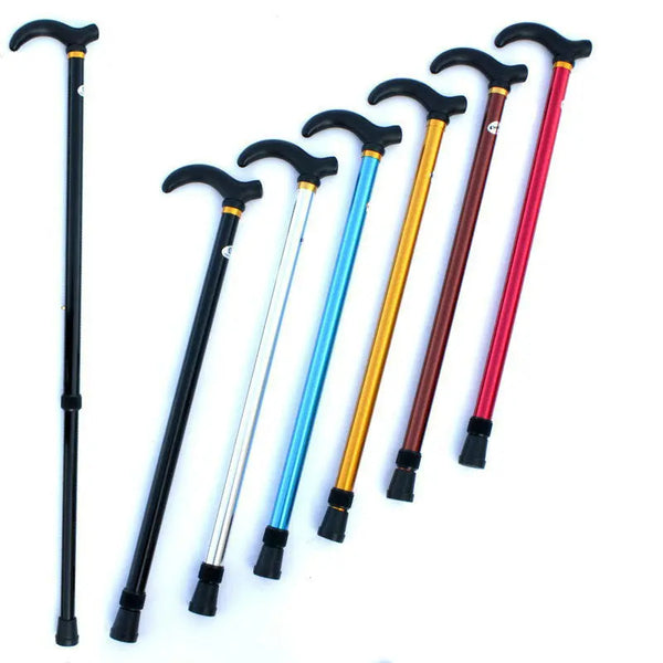 Aluminum Alloy Telescopic Crutch, Two Section Telescopic Crutch, Anti Slip Elderly Walking Stick, Mountain Climbing Stick - Memoriex 