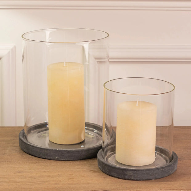 Amalfi Grey Large Hurricane Lantern - Memoriex 