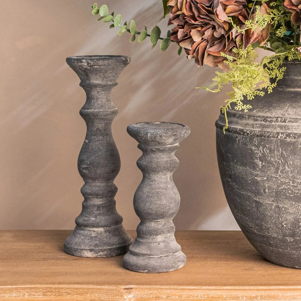 Amalfi Small Grey  Column Candle Holder - Memoriex 