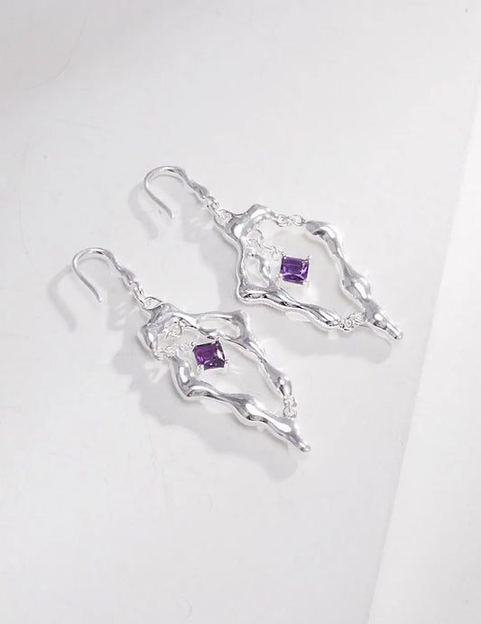 Amethyst Drop Earrings-0