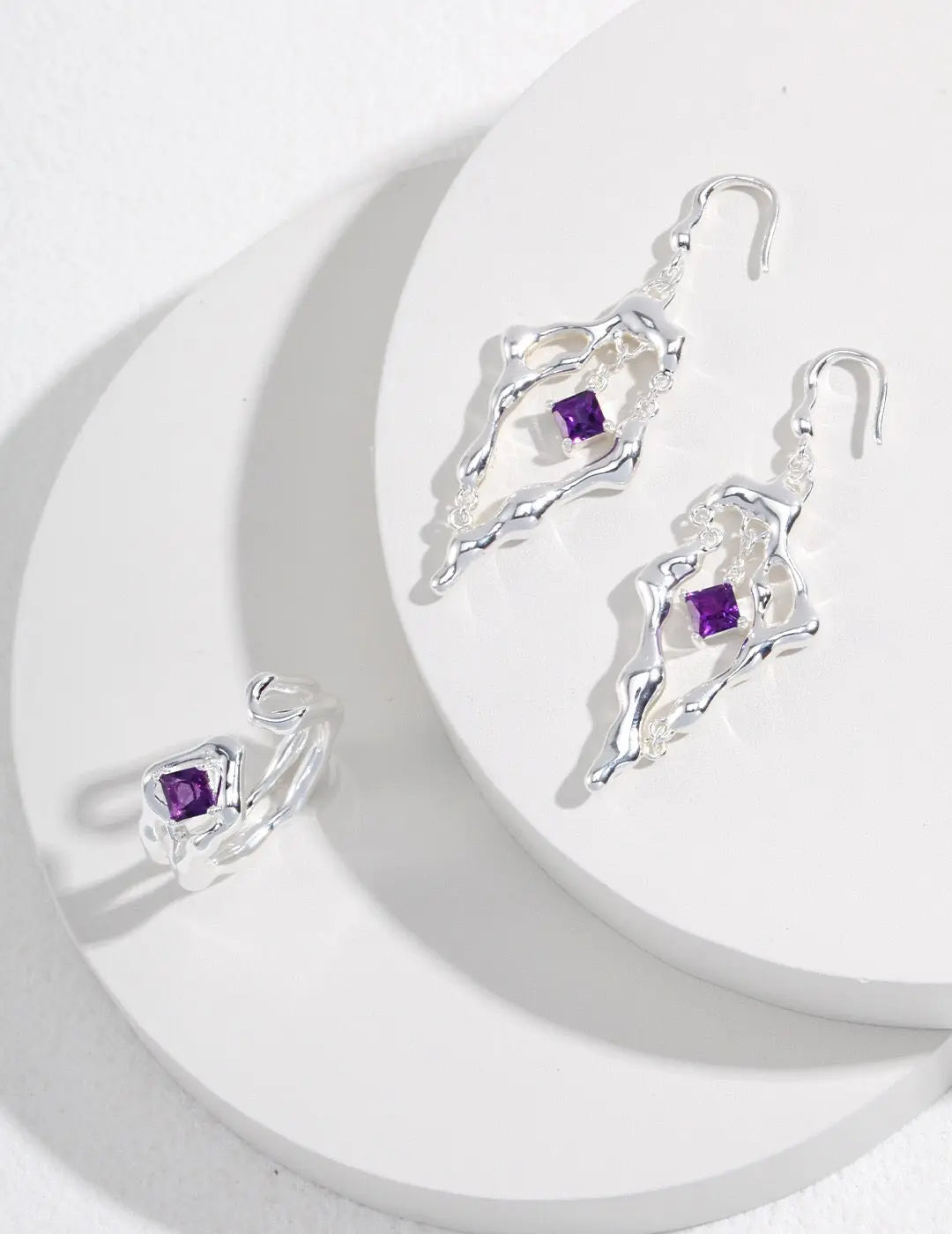 Amethyst Drop Earrings-3