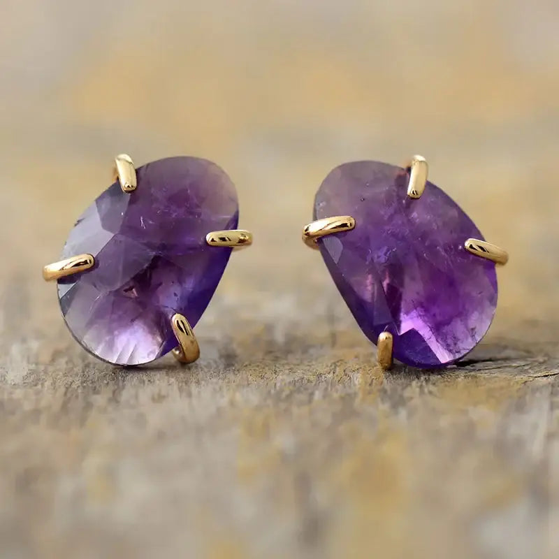 Amethyst Stud Earrings-0