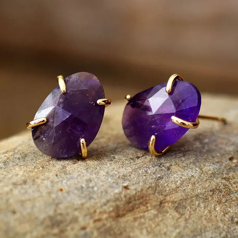 Amethyst Stud Earrings-1