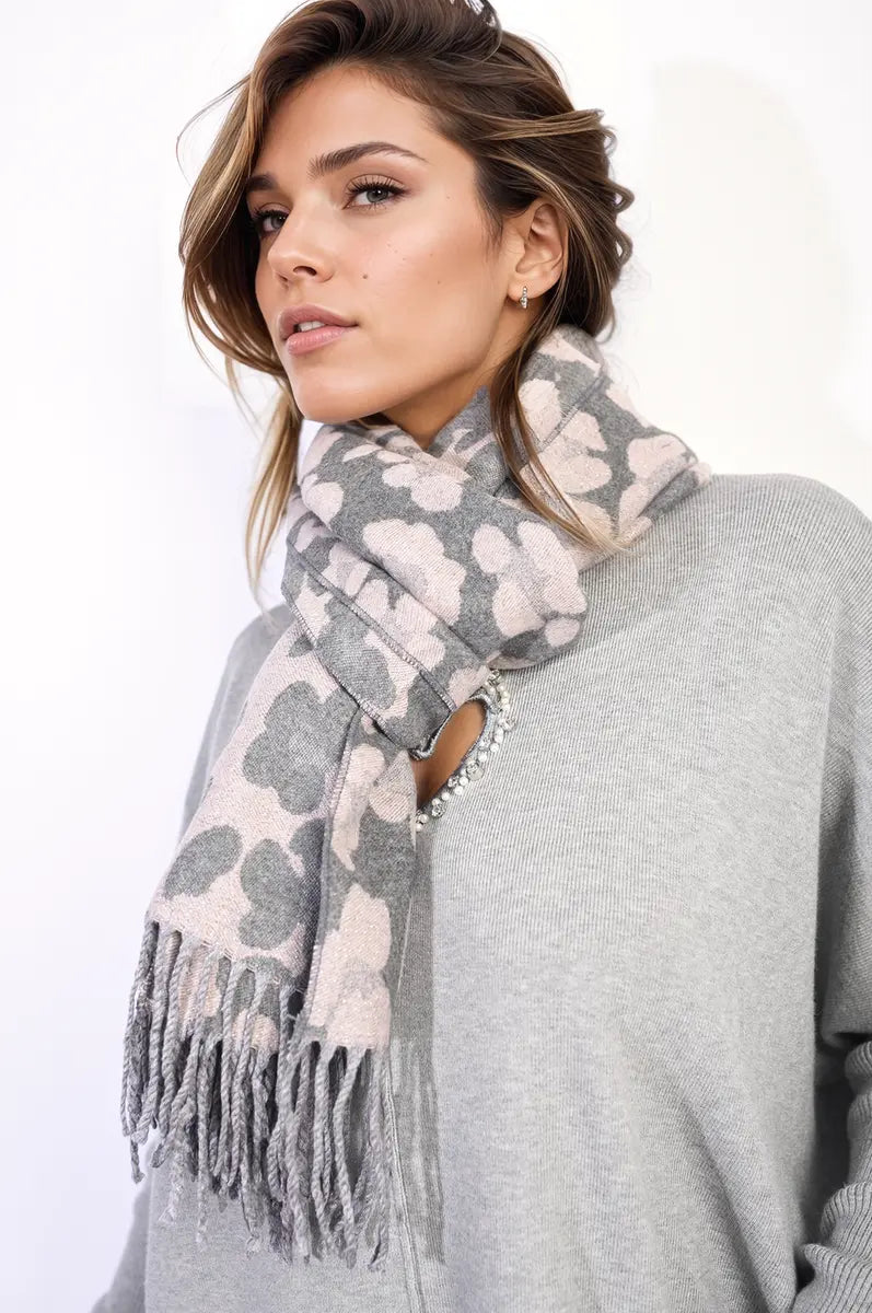 Animal Print Scarf with Tassel - Memoriex 