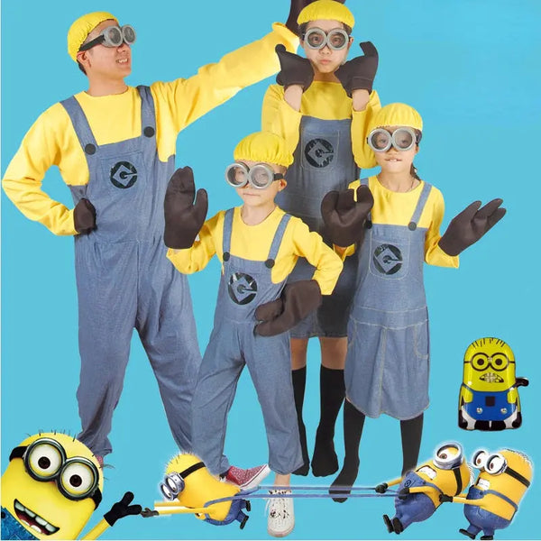 Anime Minion Full Family Cosplay Costume Boy Girl Dress Jumpsuits Kids Adult Masquerade Despicable Me Carnival Party Dress Up - Memoriex 