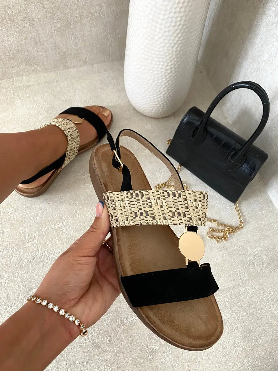 Ankle Strap Open Toe Flat Sandals - Memoriex 