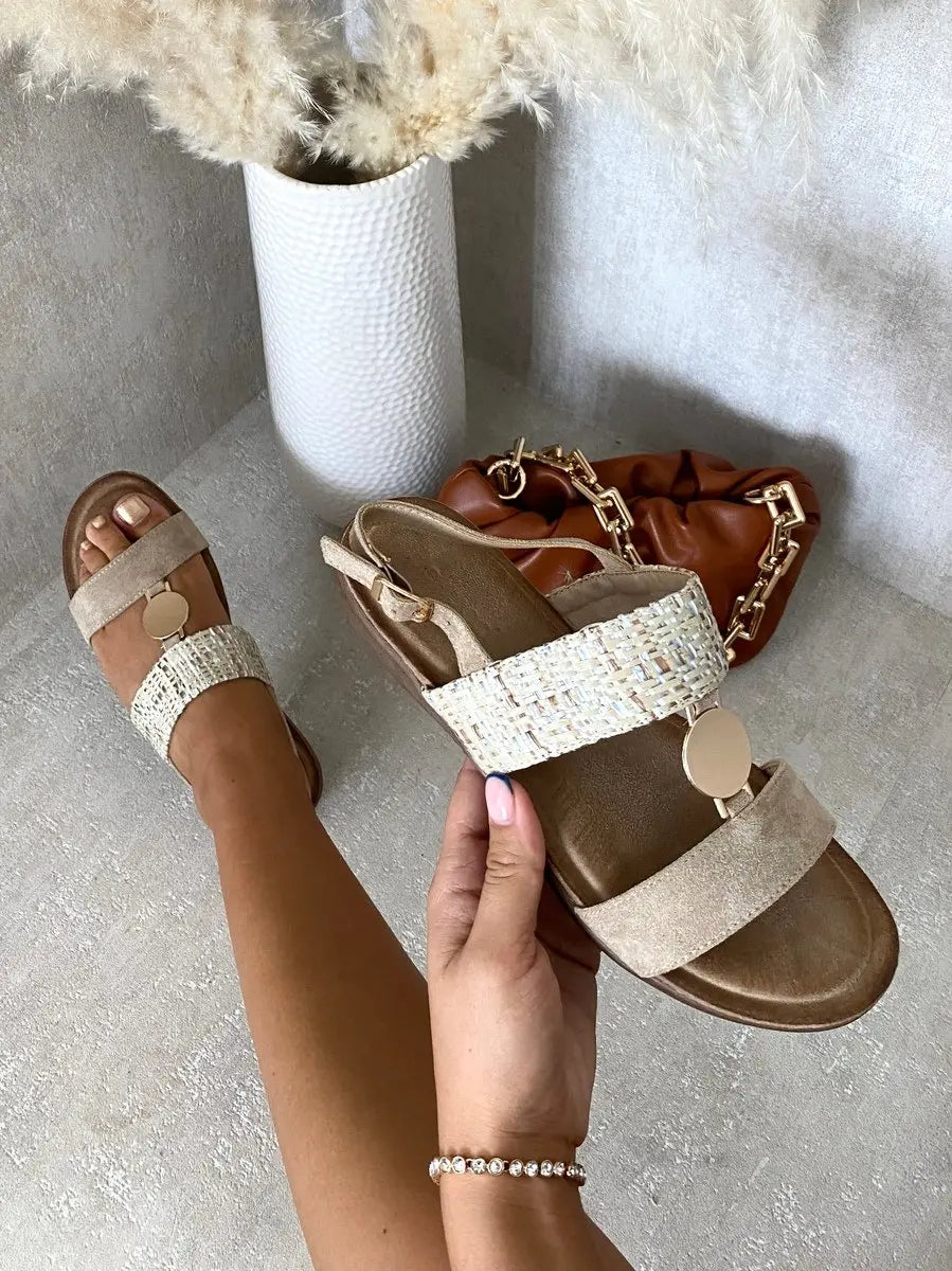 Ankle Strap Open Toe Flat Sandals - Memoriex 