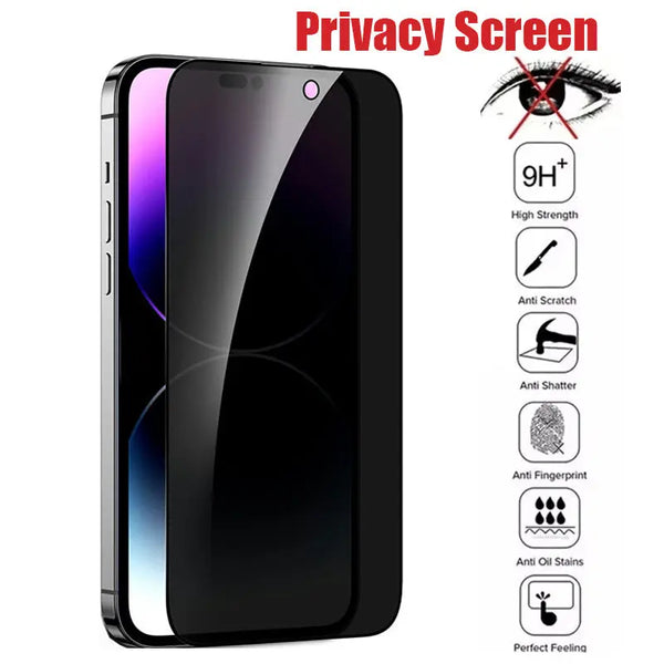 Anti-Spy Tempered Glass Screen Protector for iPhone - Memoriex 