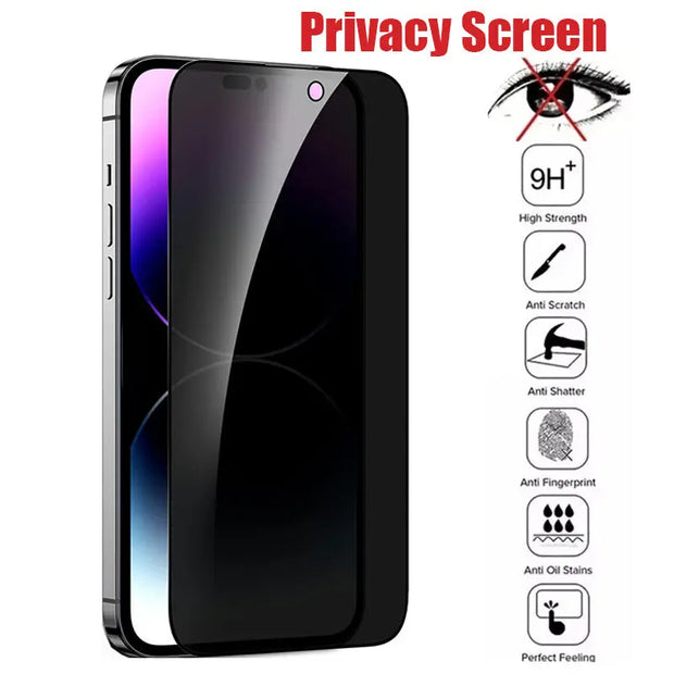 Anti-Spy Tempered Glass Screen Protector for iPhone - Memoriex 