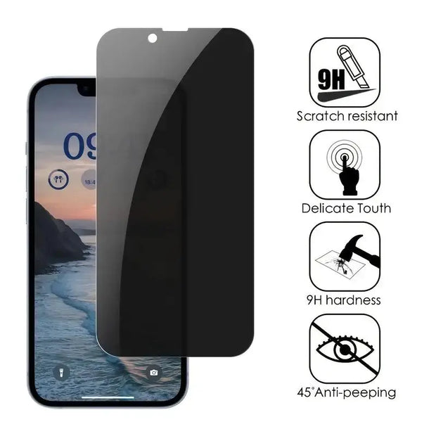 Anti-Spy Tempered Glass Screen Protector for iPhone - Memoriex 