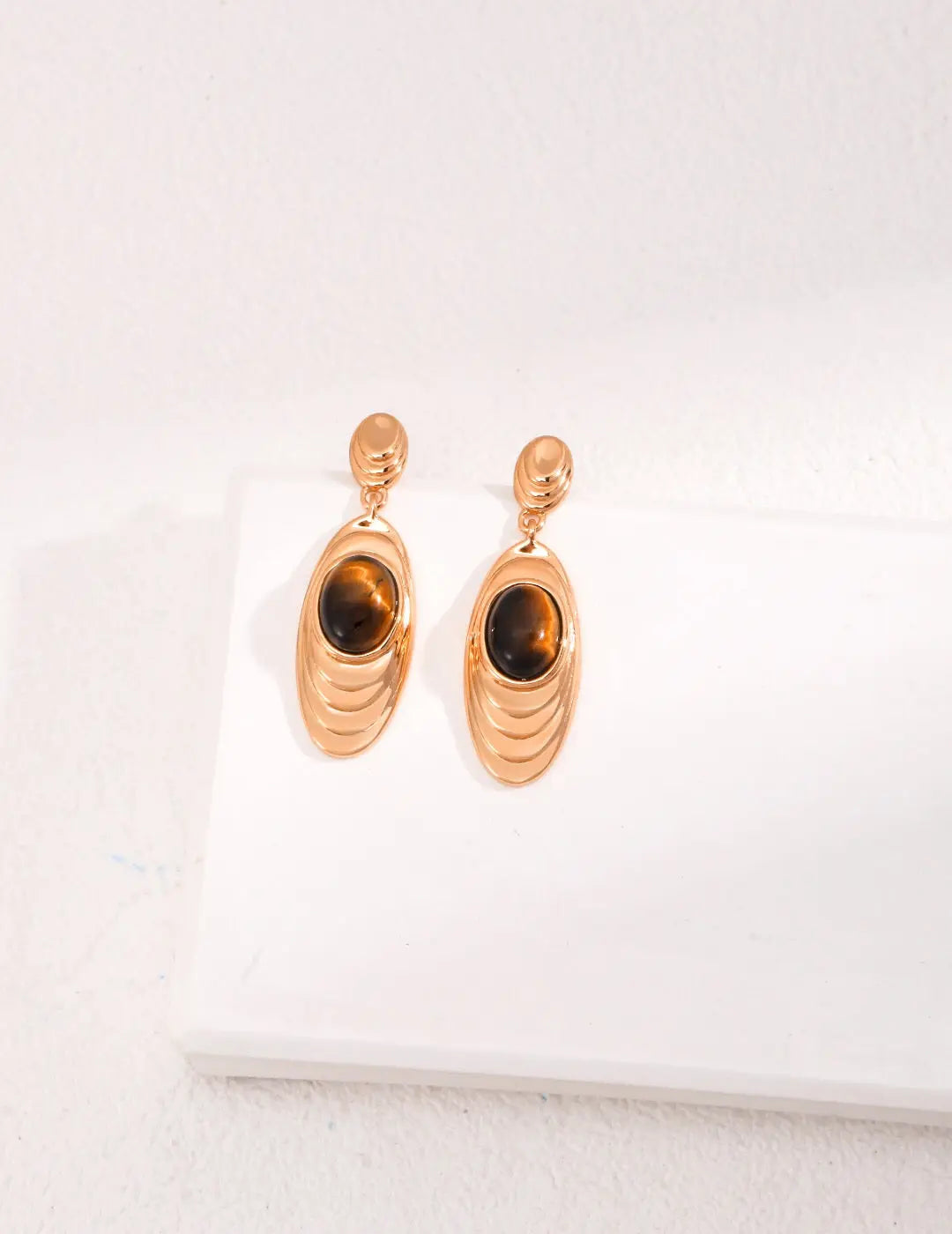 Antique Style Tiger Eye Drop Earrings - Memoriex