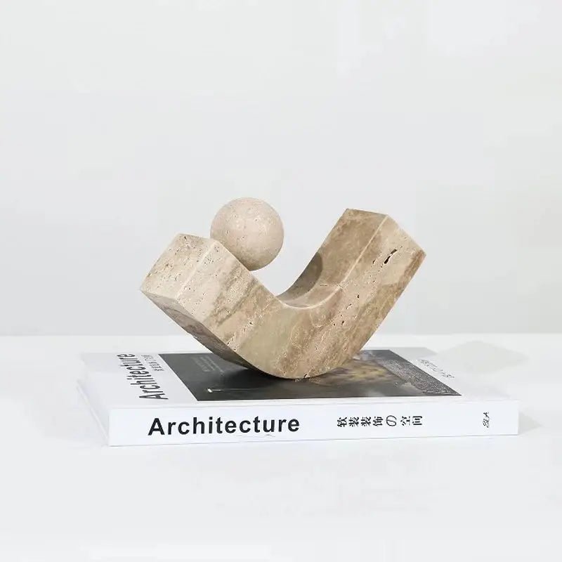 Arch Travertine Marble Stone Bookend-1