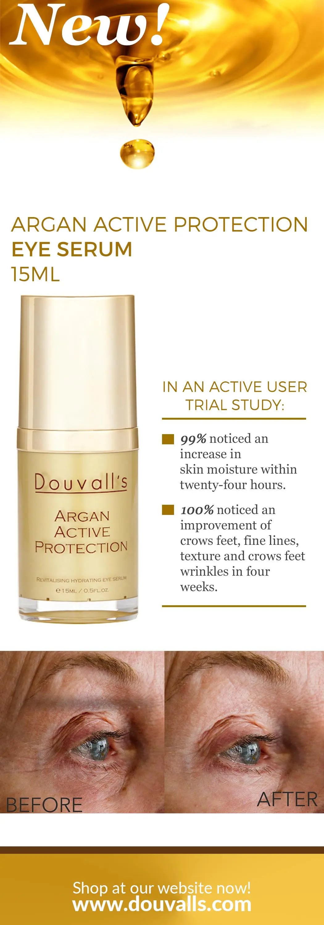 Argan Active Protection Eye Serum 15ml | Revitalising and Hydrating Eye Care - Memoriex