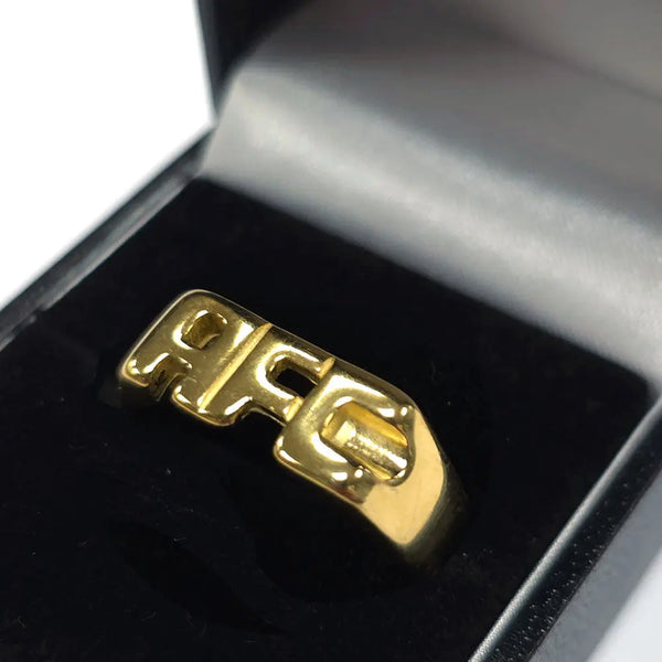 Arsenal FC 18ct Gold Plated on Silver AFC Ring Size - V-0